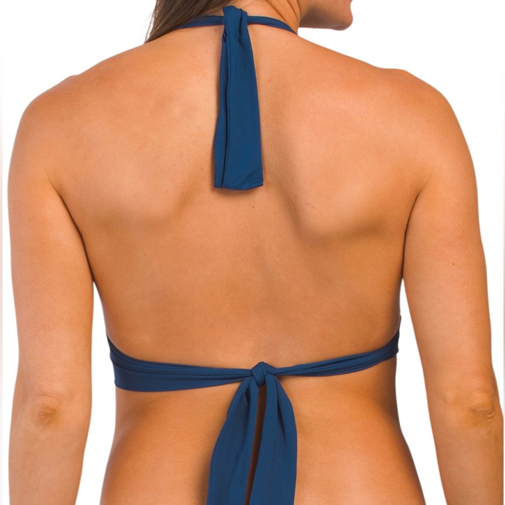 New Bleu Rod Beattie Eyelet navy Halter Bikini Top & Tie Side Bikini Bottom - Picture 6 of 16